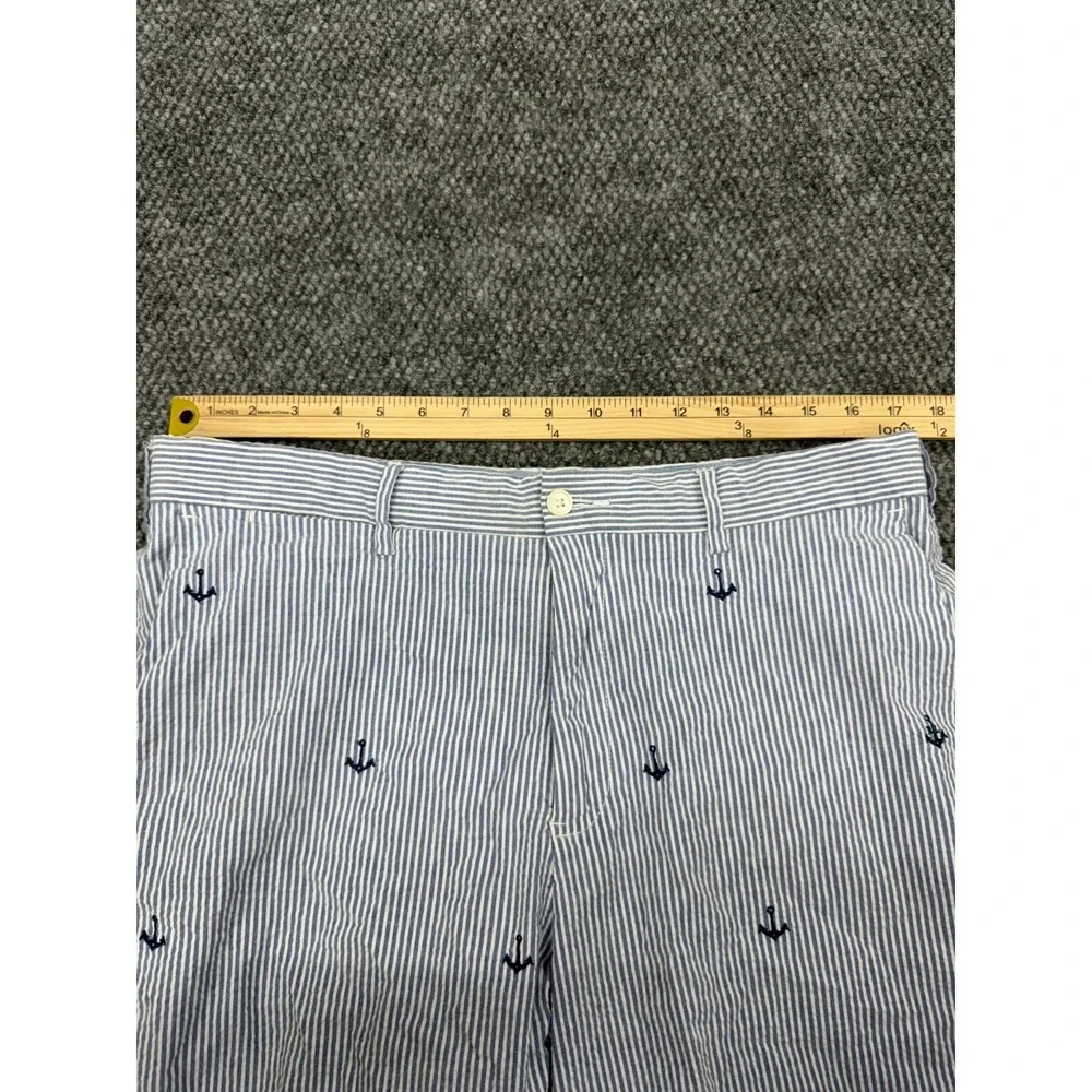 Polo Ralph Lauren Chino Shorts Men's 34 Blue White Striped Anchor Classic Fit 9" - Picture 5 of 8